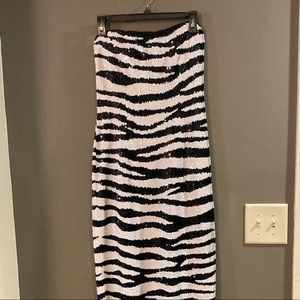 Black and White Sequin Prom Dress